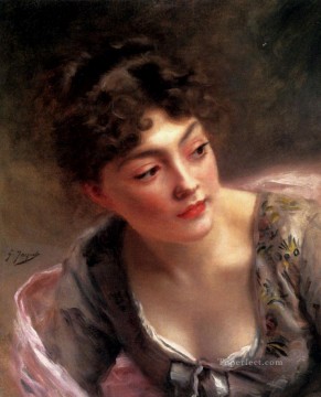 Un retrato de dama de un vistazo rápido Gustave Jean Jacquet Pinturas al óleo